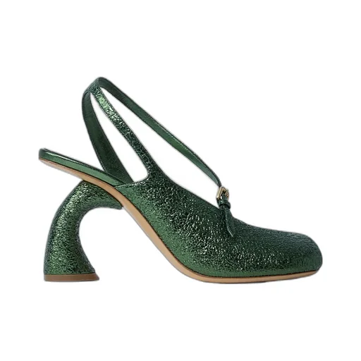 Dries Van Noten Metallic Heel Square Toe Pumps