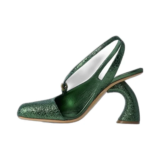 Dries Van Noten Metallic Heel Square Toe Pumps