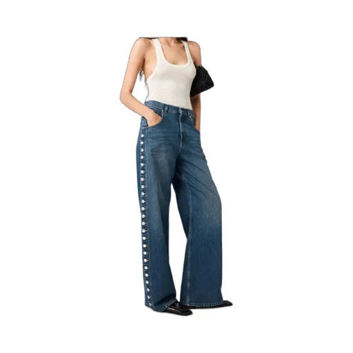 Stella Mccartney Popper-Studded Straight-Leg Jeans