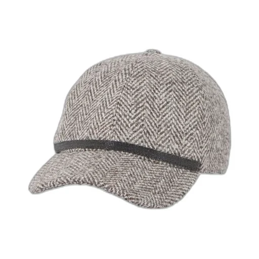 Brunello Cucinelli Herringbone Tweed Curved Brim Cap