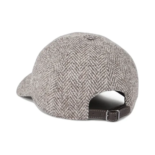 Brunello Cucinelli Herringbone Tweed Curved Brim Cap