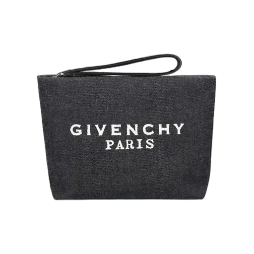 Givenchy Paris Logo Printed Zipped Clutch Bag