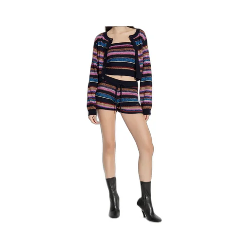 Dsquared2 Off-The Shoulder Lurex Thread Striped Knit Top