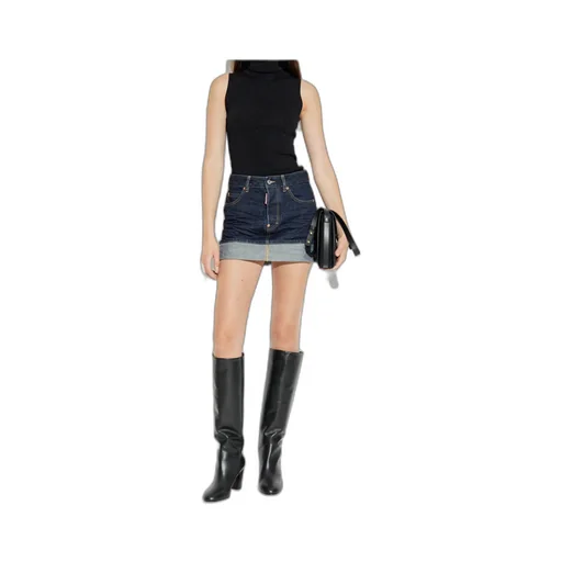 Dsquared2 High-Neck Ribbed-Knit Sleeveless Top