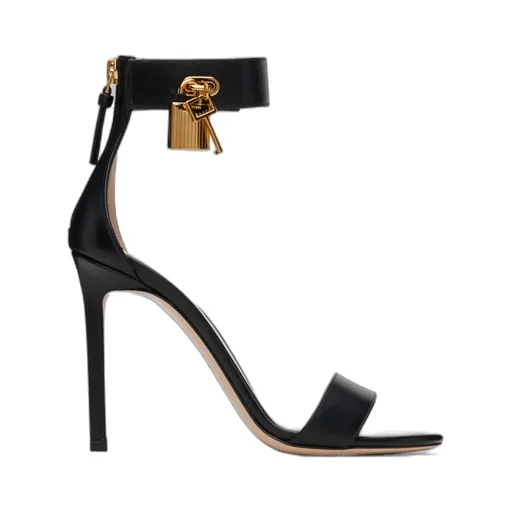 Leather Buckle High-Heeled Sandals