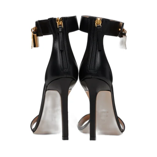 Leather Buckle High-Heeled Sandals