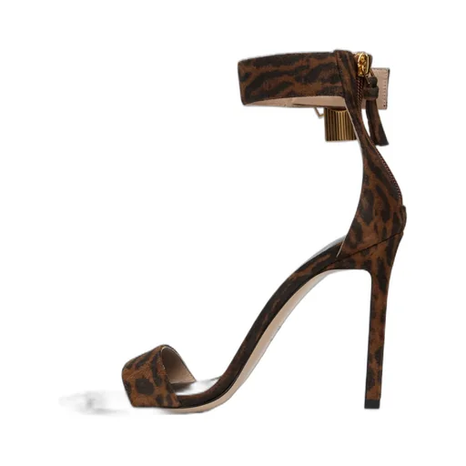 Leopard Print High-Heeled Sandals