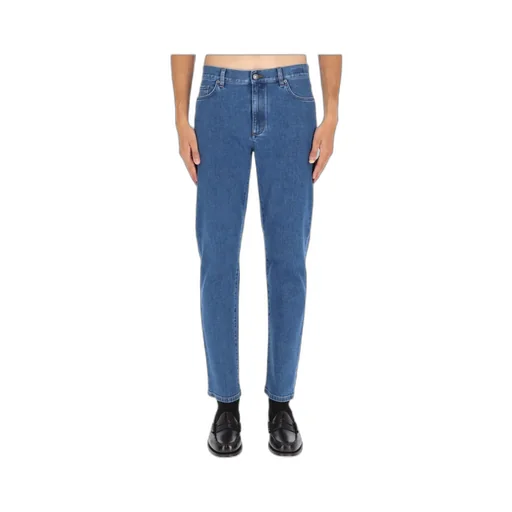 Zegna Logo Patch Straight Leg Jeans