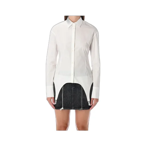 Jean Paul Gaultier Fitted White Cotton Garter Shirt
