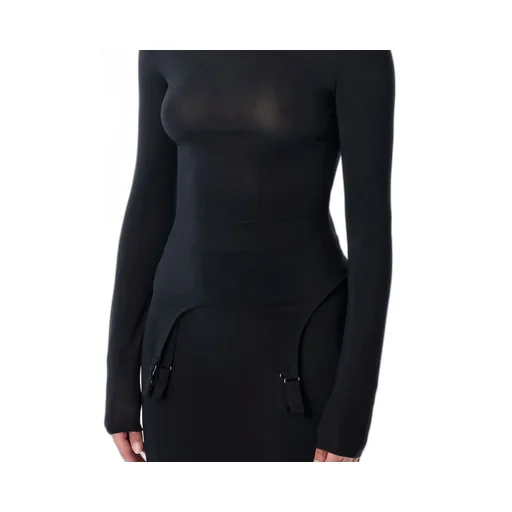 Jean Paul Gaultier Long-Sleeve High-Neck Body With Lingerie Details