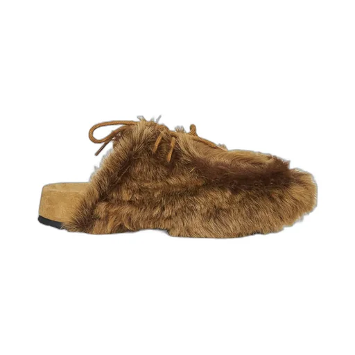 Dries Van Noten Lace-Up Fluffy Sandals