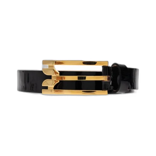 Wide-Buckle Leather Belt