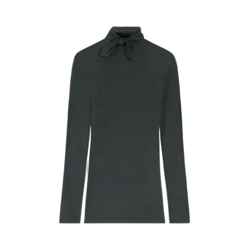 Neck-Tie Long-Sleeve Top