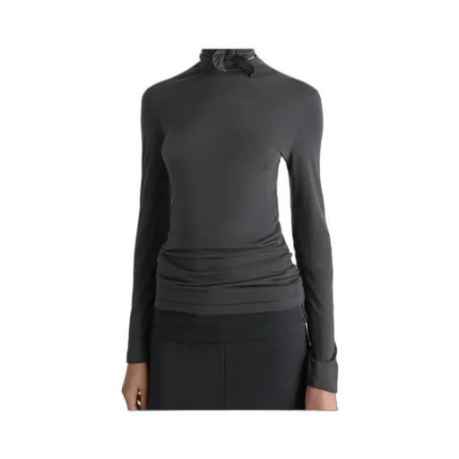 Neck-Tie Long-Sleeve Top