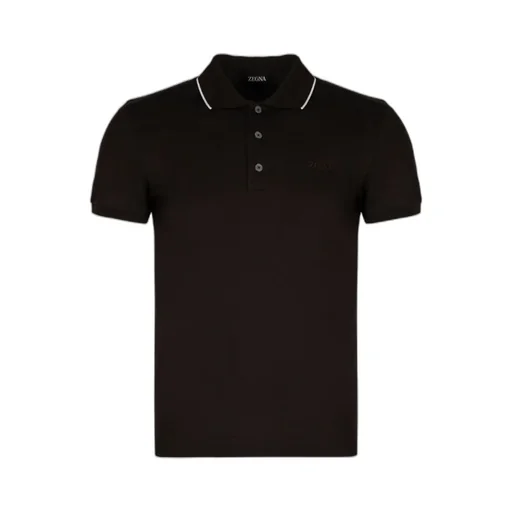 Zegna Logo Embroidered Short Sleeved Polo Shirt