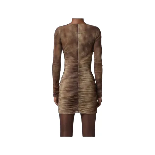 Elisabetta Franchi Printed Gathered Cut-Out Neckline Dress
