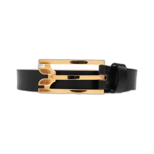 Wide-Buckle Leather Belt