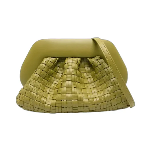 Woven Gathered-Detail Clutch