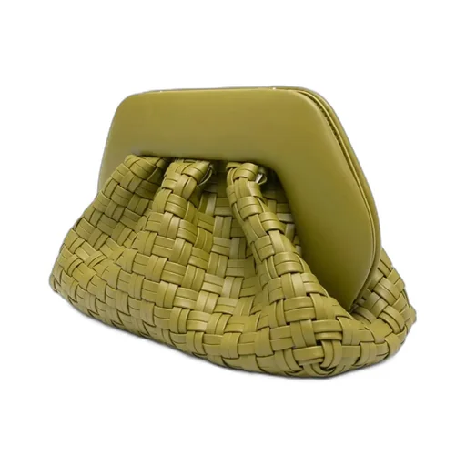Woven Gathered-Detail Clutch