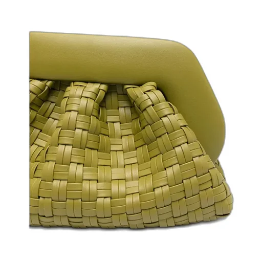 Woven Gathered-Detail Clutch