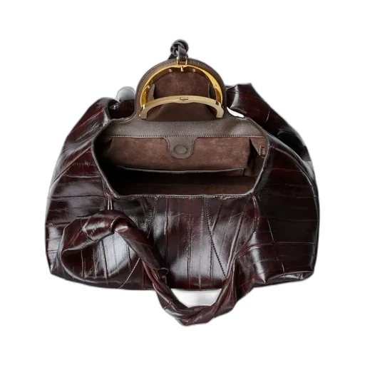 Brown Inlaid Hagfish Leather Bag