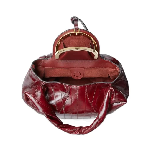 Burgundy Inlaid Hagfish Leather Bag