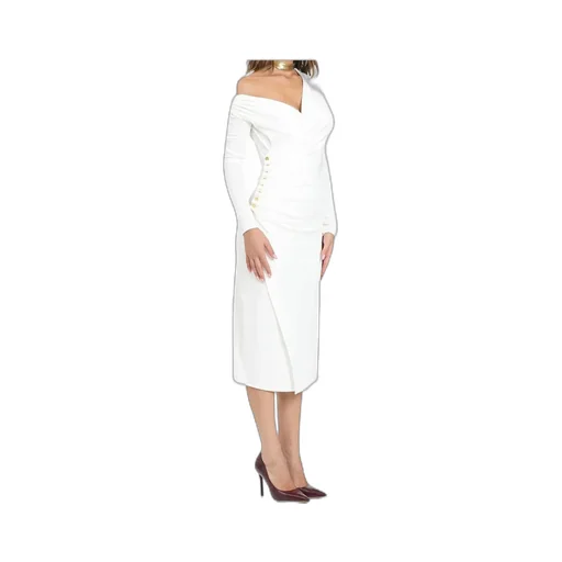 Elisabetta Franchi Embellished Button Jersey Dress