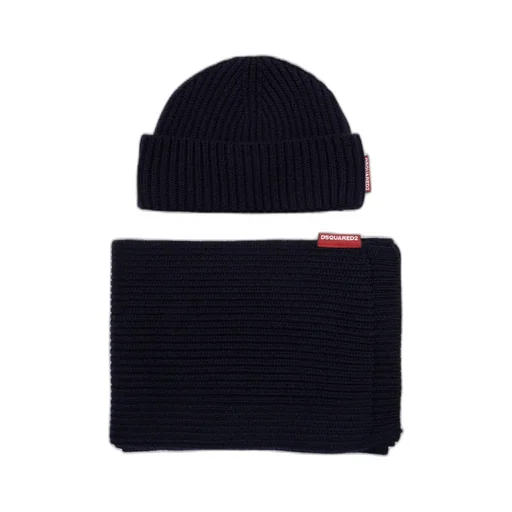 Dsquared2 Logo Tag Ribbed-Knit Beanie Scarf Set