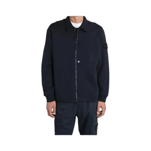 Stone Island Logo Patch Zip-Up Sweatshirt