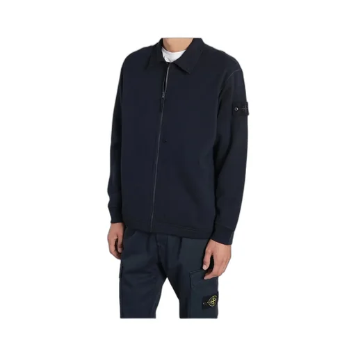 Stone Island Logo Patch Zip-Up Sweatshirt