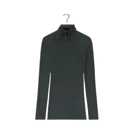 Neck-Tie Long-Sleeve Top
