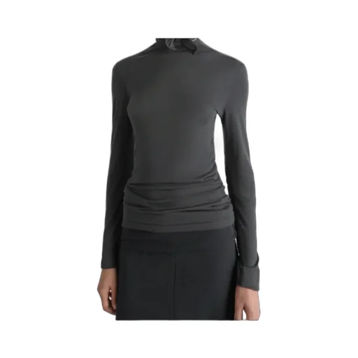 Neck-Tie Long-Sleeve Top