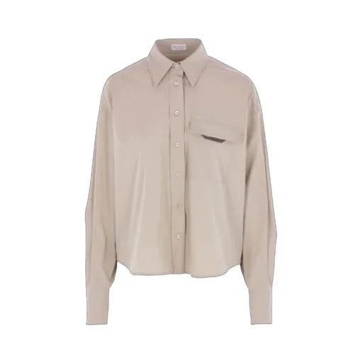 Brunello Cucinelli Monili Detail Curved Hem Shirt