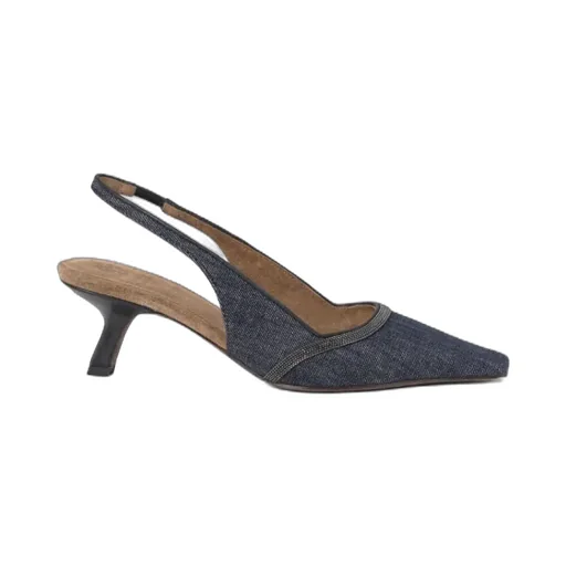 Brunello Cucinelli Slingback Pointed-Toe Pumps