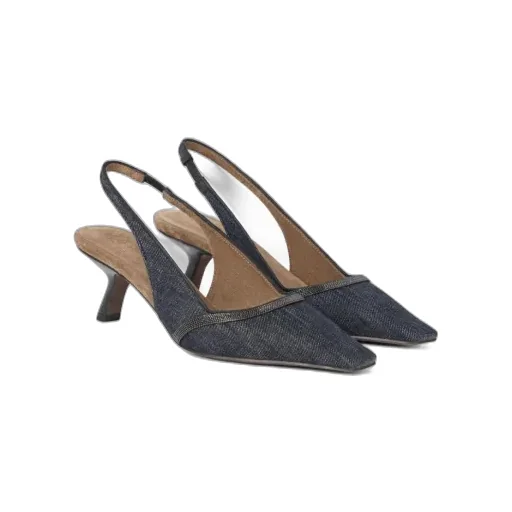 Brunello Cucinelli Slingback Pointed-Toe Pumps