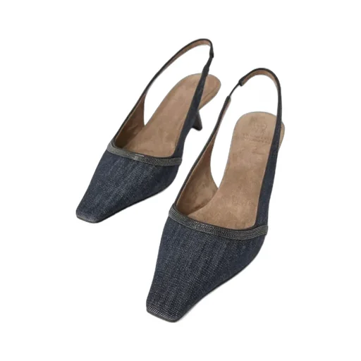 Brunello Cucinelli Slingback Pointed-Toe Pumps