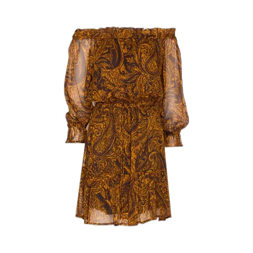 Paisley-Print Tie-Neck Mini Dress