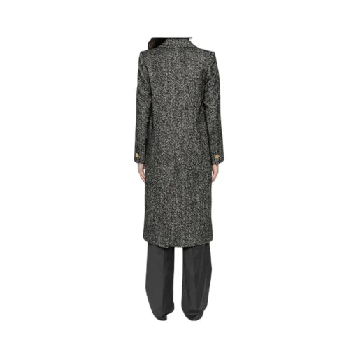 Herringbone Button-Detail Coat