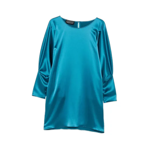 Crew-Neck Puff-Sleeve Mini Dress