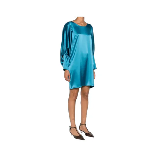 Crew-Neck Puff-Sleeve Mini Dress