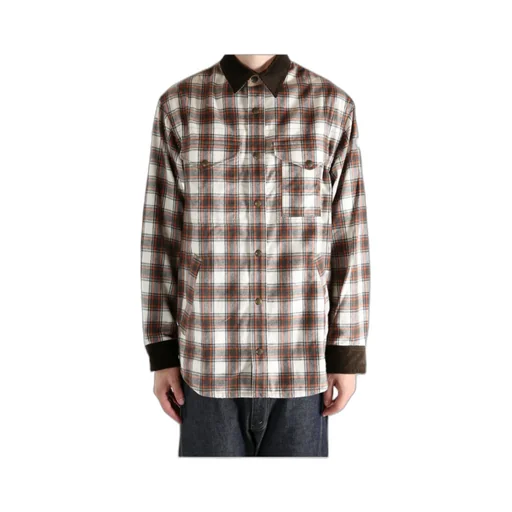 Checked Corduroy-Panel Shirt
