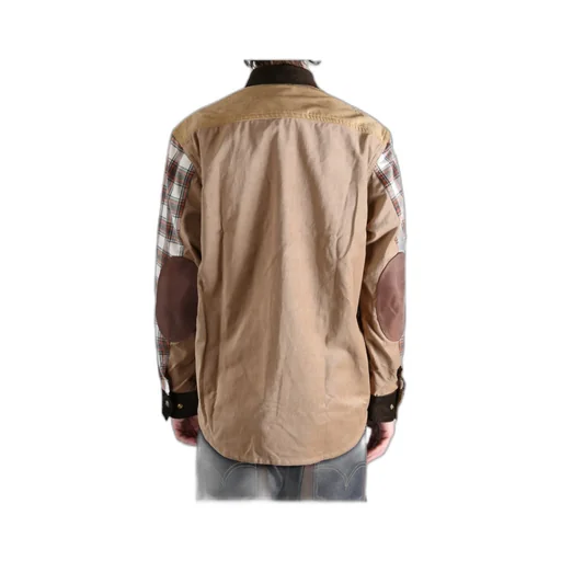 Checked Corduroy-Panel Shirt