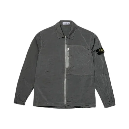 Stone Island Logo Patch Zip-Up Overshirt