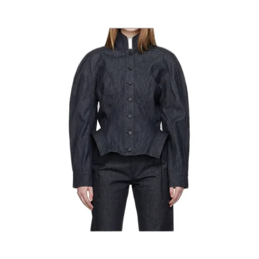 Button-Fastening Sculptural Cinched Jacket