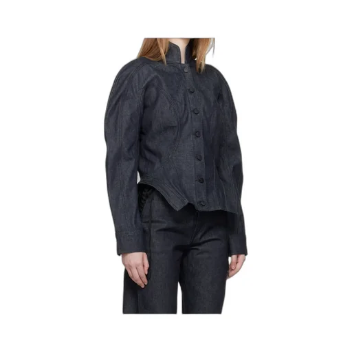 Button-Fastening Sculptural Cinched Jacket