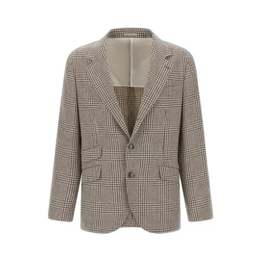 Houndstooth Check Single-Breasted Blazer
