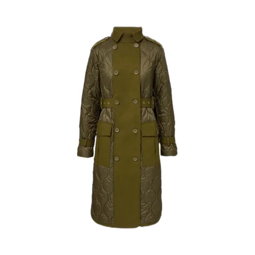 Veronica Beard Green Quilted Removable-Dickey Coat