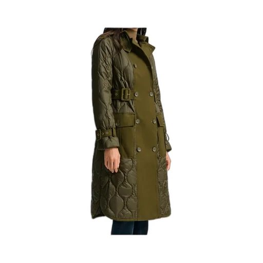 Veronica Beard Green Quilted Removable-Dickey Coat