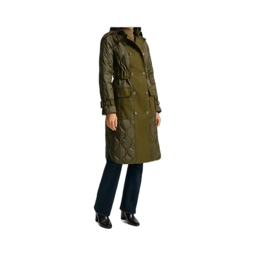 Veronica Beard Green Quilted Removable-Dickey Coat