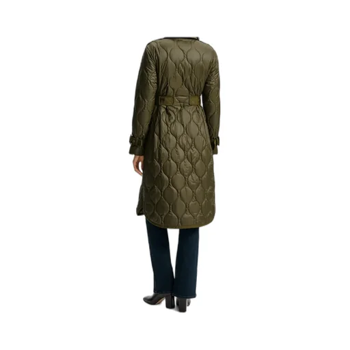Veronica Beard Green Quilted Removable-Dickey Coat